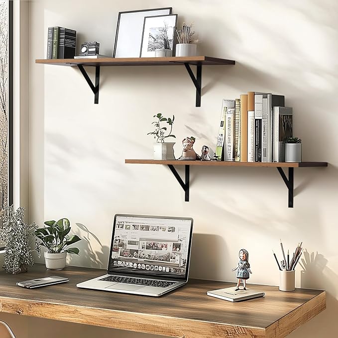 Tectocker-DOU 2 Pc Deep Floating Shelves ; Wall Mounted Hanging Shelves - Image 5