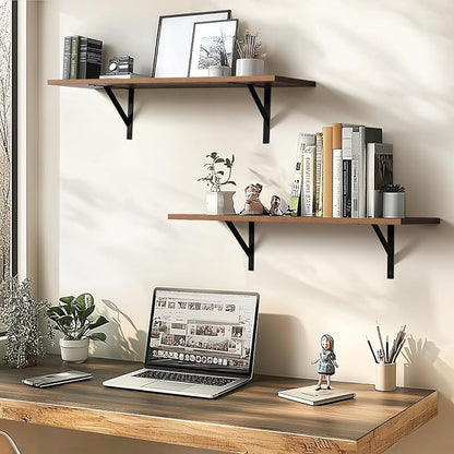 Tectocker-DOU 2 Pc Deep Floating Shelves ; Wall Mounted Hanging Shelves - Image 5