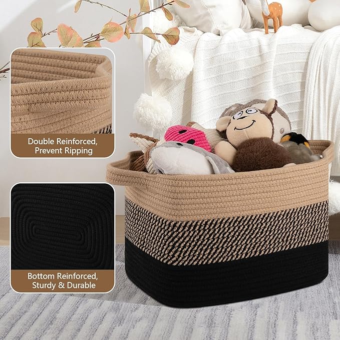 Storage Basket for Organizing, Woven Baskets for Storage, Rectangle Decorative - Image 7