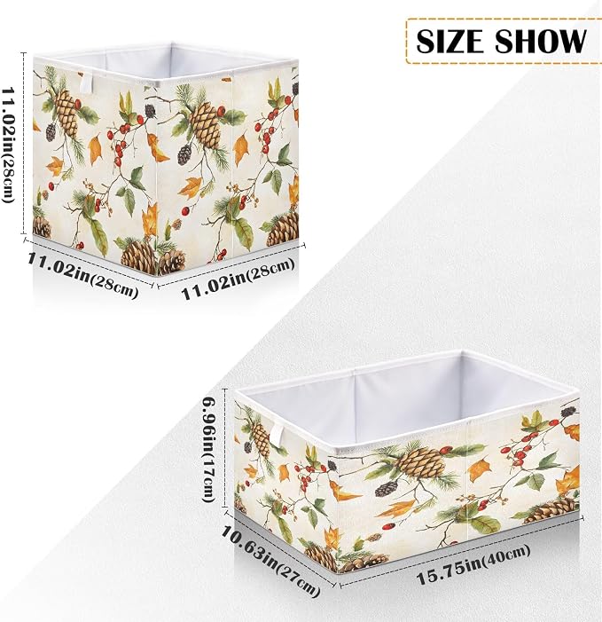Autumn Leaves Pine Cones Closet Organizers Storage Cubes Storage Bins Shelf - Image 3