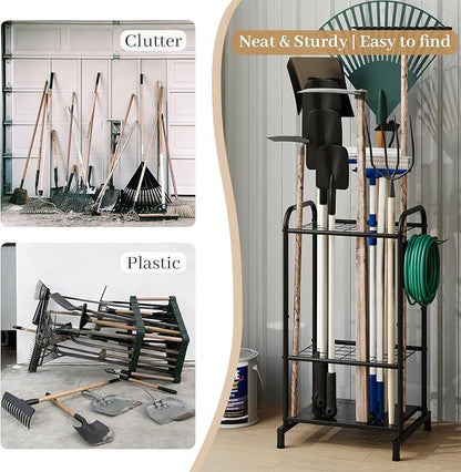 Garden Tool Organizer, Garage Tool Storage Rack, Heavy Duty Metal - Image 9