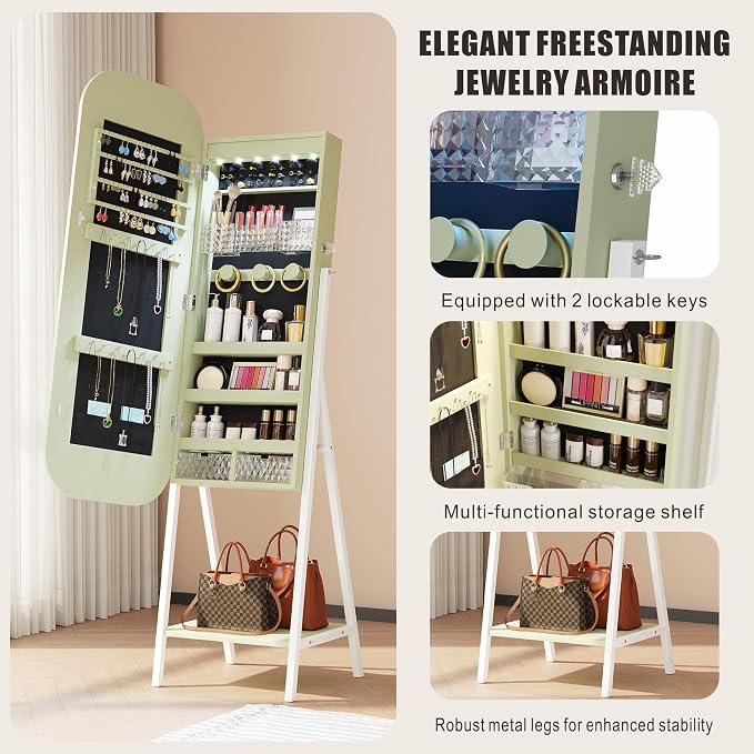 6 LED Mirror Jewelry Cabinet - Image 2