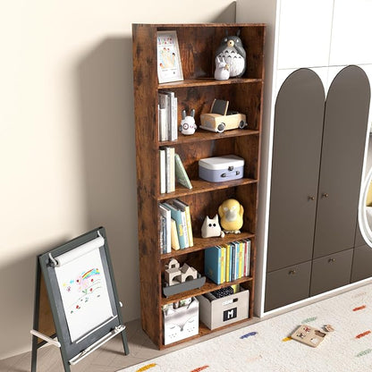 6 Tier Book Shelf，Wooden 6 Cube Storage Organizer, Low Bookcase Storage Display - Image 8