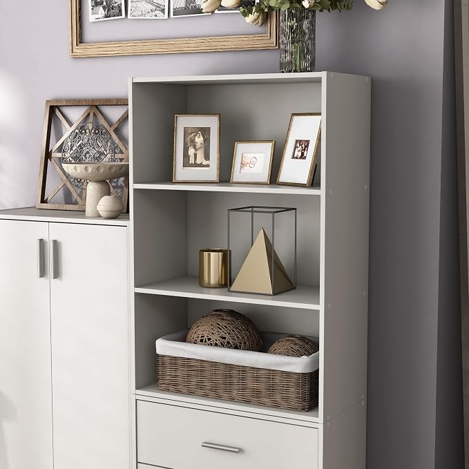 Homes: Inside + Out Apexa 3-Tier Cube Storage Organizer Shelves, Stackable Wood - Image 2