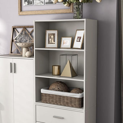 Homes: Inside + Out Apexa 3-Tier Cube Storage Organizer Shelves, Stackable Wood - Image 2