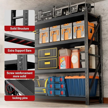 59” W Storage Shelves, 5000LBS Garage Shelving Heavy Duty, 4-Tier Adjustable - Image 6