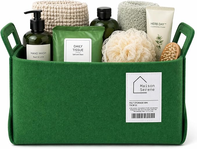 Collapsible Felt GREEN Storage Basket by Unknown