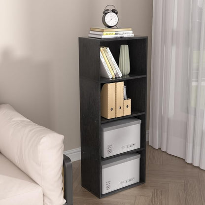 Wooden 4 Cube Storage Organizer, 4 Tier Tall Modern Bookshelf Freestanding - Image 2