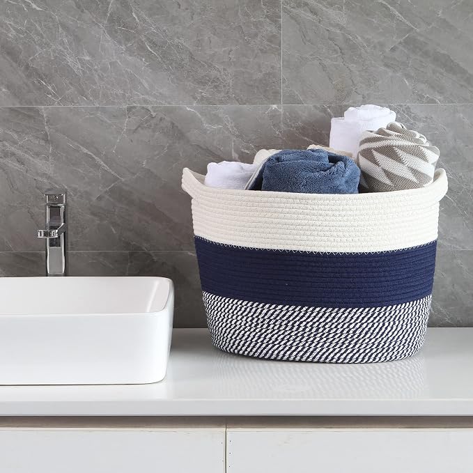Sea Team Oval Large Cotton Rope Woven Storage Basket - Image 3