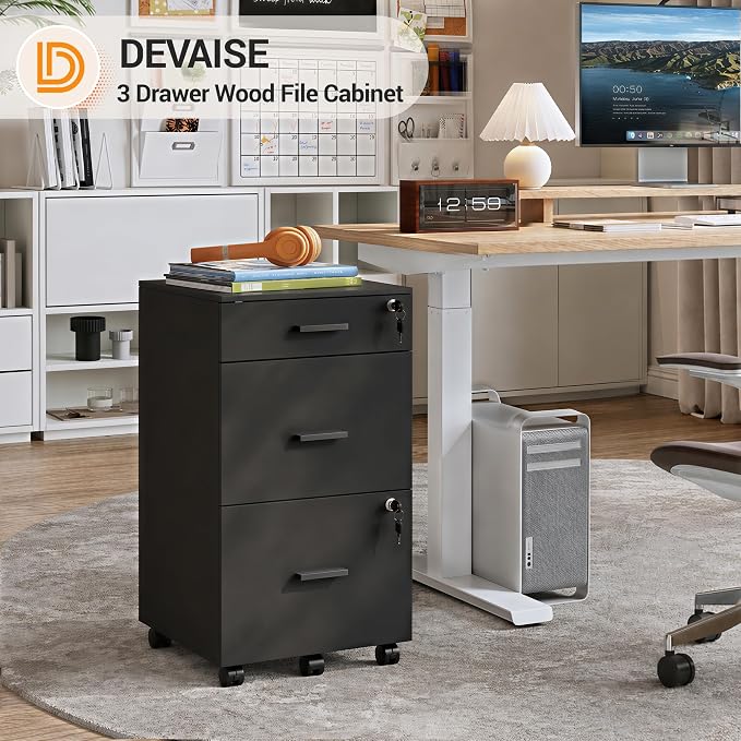 DEVAISE 3 Drawer Rolling File Cabinet - Image 3
