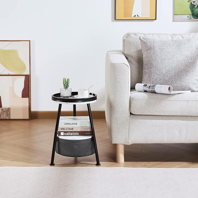 Round End Table, 11.8*17.8' Round Sofa Table, Small Round Table, Small Coffee - Image 2