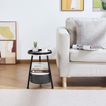 Round End Table, 11.8*17.8' Round Sofa Table, Small Round Table, Small Coffee - Image 2