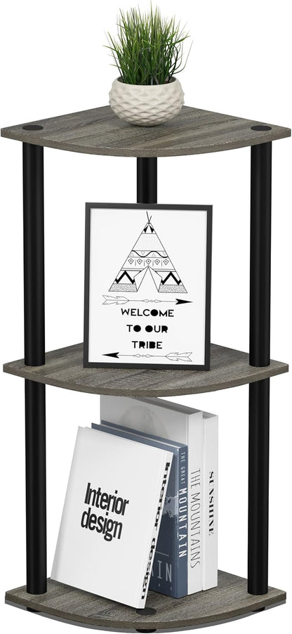 Furinno TURN-N-TUBE Corner Shelf, 3-Tier Corner Bookshelf, Display Storage by Furinno-FitsYourSpaceFitsYourBudget