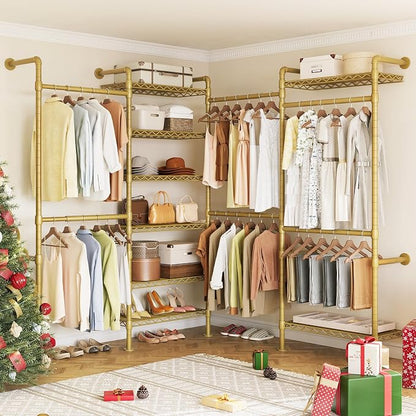 ONBRILL L4 Wall Mounted Industrial Pipe Clothing Rack, Closet Organizer System by ONBRILL