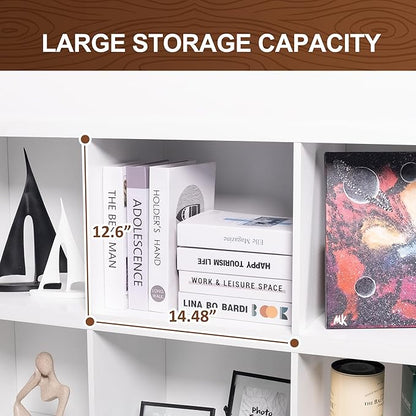 8 Cube Storage Organizer Bookshelf, Industrial Horizontal Bookcase, Accent - Image 4