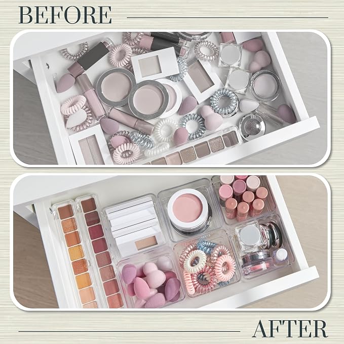 STORi SimpleSort 6-Piece Stackable Clear Drawer Organizer Set | 3" x 3" x 2" - Image 6