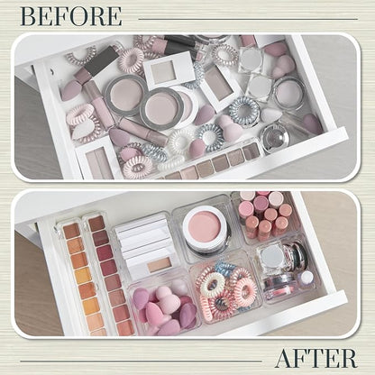 STORi SimpleSort 6-Piece Stackable Clear Drawer Organizer Set | 3" x 3" x 2" - Image 6