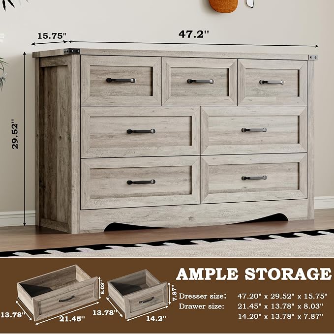 7-Drawer Dresser for Bedroom, Modern Wooden Chest of Drawers - Image 2