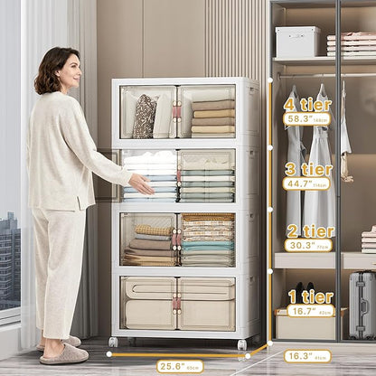 UAMFURI Stackable Storage Bins, 448QT Collapsible Drawers - Image 2