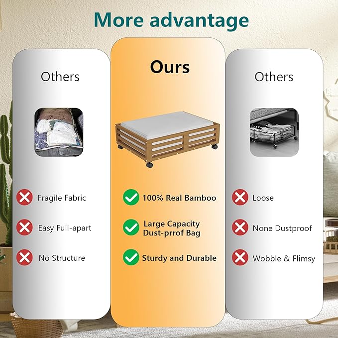 Bamboo Under Bed Storage Containers- Underbed Organizer - Image 4