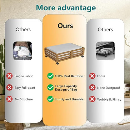 Bamboo Under Bed Storage Containers- Underbed Organizer - Image 4
