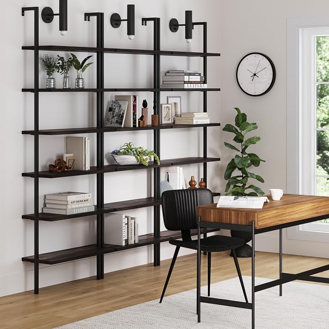 Nathan James Theo 6-Shelf Tall Bookcase, Wall Mount Bookshelf - Image 3