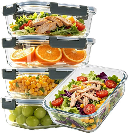 5 Pack 36oz Glass Storage Containers by Unknown
