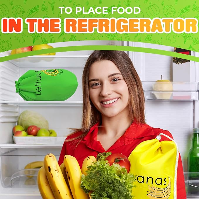Banana & Lettuce Fresh Reusable Produce Bags – Vegetable & Fruit Storage Bags - Image 5