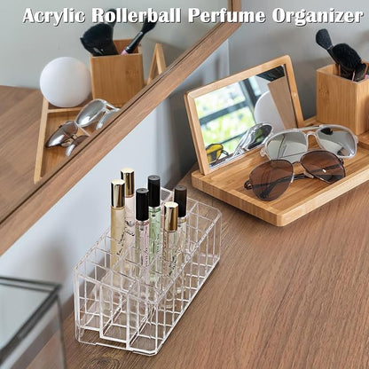 ELLDOO Rollerball Perfume Organizer, 24 Spaces Clear Acrylic Perfume Storage - Image 3