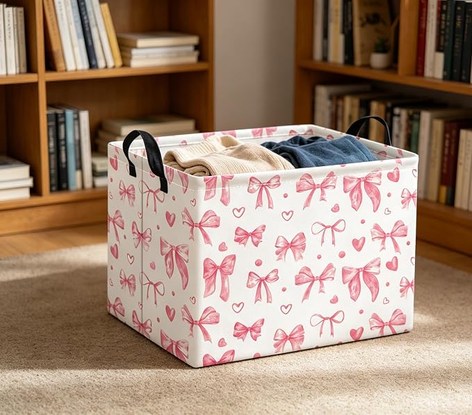 Rectangular Valentines Basket for Women Girls Storage Bin Organizer Box Shelf - Image 4
