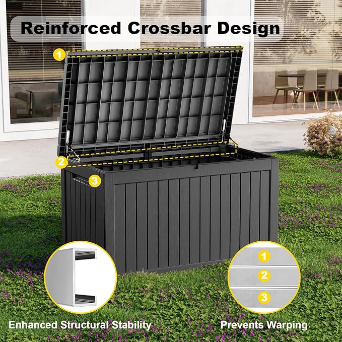 280 Gallon Large Deck Box, Resin Outdoor Storage Box - Image 7