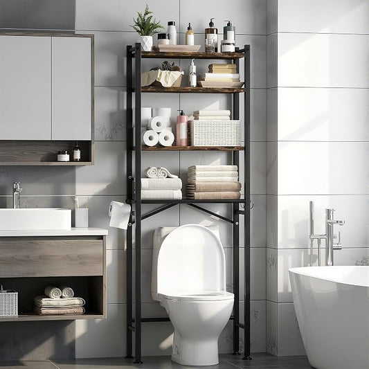 GloTika 4-Tier Over The Toilet Storage, 69.3" H, 150lb Capacity, Carbon Steel by QualityHomewareTimlessComfort