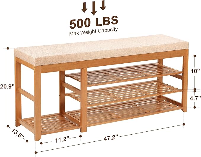 PETKABOO 47.2 in Shoe Rack Bench - Image 3