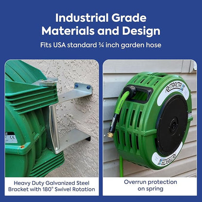 Macnaught Retractable Garden Hose Reel, 60 Ft Water Hose Reel Heavy Duty - Image 5