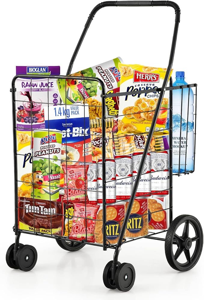 Goplus Jumbo Folding Shopping Cart - Image 7