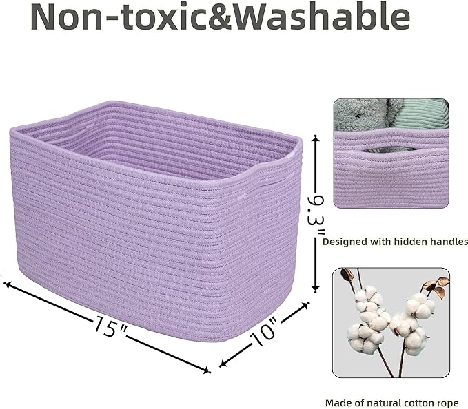 Cotton Rope storage Basket Bins Woven Basket - Image 2