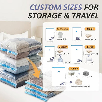 Cozy Essential Vacuum Storage Bags, 80% Compression Vacuum Seal Space Saver - Image 3