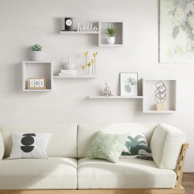 Wooden Square Floating Shelves Wall Mount, Floating Cube Shelves Set of 6 - Image 2
