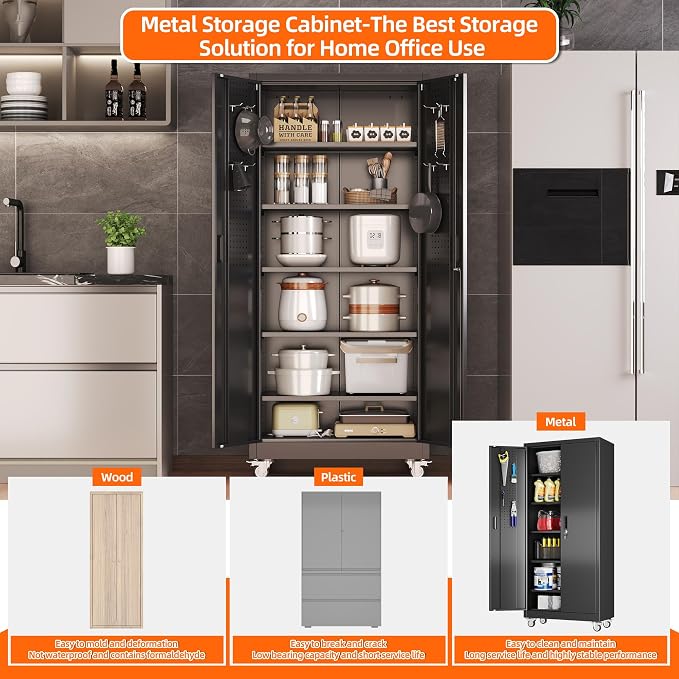 Aobabo 71" H×32" W×16" D Metal Storage Cabinet - Image 6