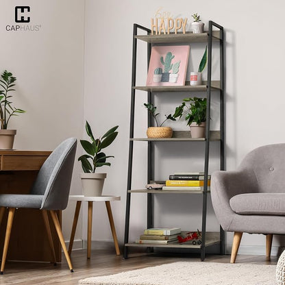 CAPHAUS 5 Tier Ladder Bookshelf, 24 Inch Width Free Standing Shelf, Bookcase - Image 2