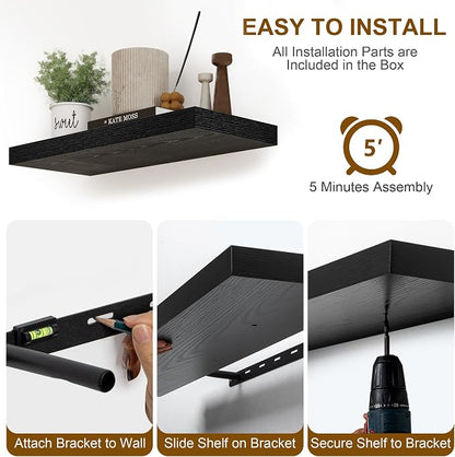 Fun Memories Black Floating Shelves 8 Inch Long, Small Deep Floating Shelf - Image 8