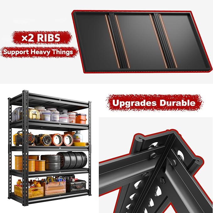 REIBII 72.1" H Garage Shelving 2000LBS Storage Shelves Heavy Duty Metal - Image 5