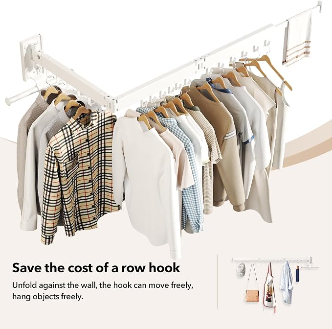 HEILAIYI Wall Mounted Clothes Hanger, Clothes Drying Rack, Laundry Drying Rack - Image 6