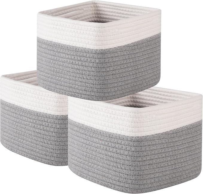 OIAHOMY 9”x9”x7” Storage Cubes, Cotton Rope Woven Baskets by MasterofSpaceOptimization