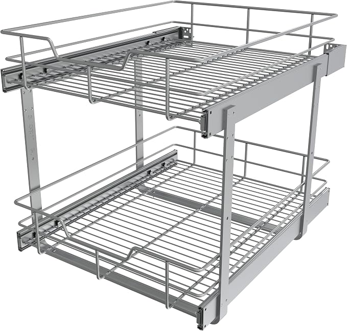 2 Tier Pull Out Cabinet Organizer 18" W X 22" D, Slide Out Drawers by STORKING