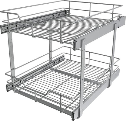 2 Tier Pull Out Cabinet Organizer 18" W X 22" D, Slide Out Drawers by STORKING