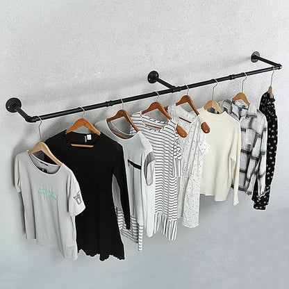 Oroonoko 72inch Industrial Pipe Clothes Rack Wall Mount - Image 5