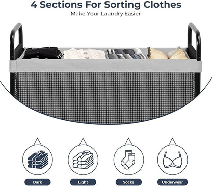 STO STO Laundry Hamper 4 Section, 140L Rolling Laundry Sorter Cart - Image 6
