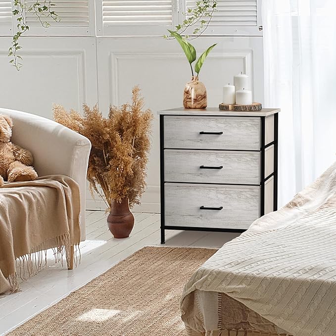 Sorbus Nightstand Dresser with 3 Faux Wood Drawers - Image 2