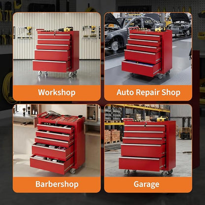 Rolling Tool Box with Wheels – 5 Drawer Heavy Duty Tool Chest Cabinet, Lockable - Image 6